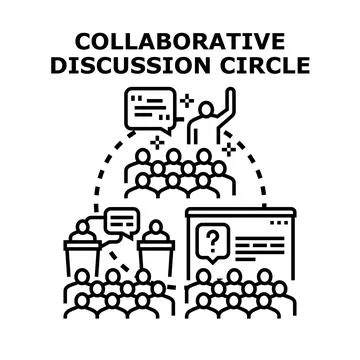 Collaborative discussion circle engaging in teamwork communication Stock Illustration