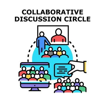 Collaborative discussion circle vector illustration concept Stock Illustration