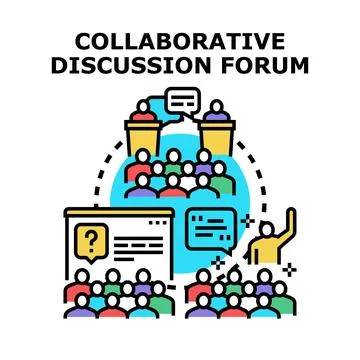 Collaborative discussion forum concept for engaging communication Stock Illustration