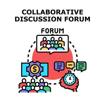 Collaborative discussion forum concept for online communication Ilustración de archivo