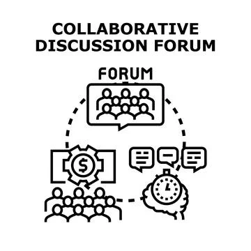 Collaborative discussion forum concept for online communication Ilustración de archivo