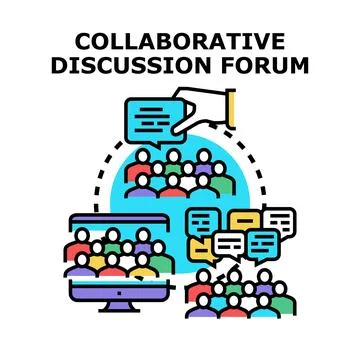 Collaborative discussion forum concept for team communication Stock Illustration