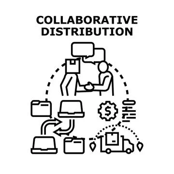Collaborative distribution network connecting partners and logistics Illustrazione stock