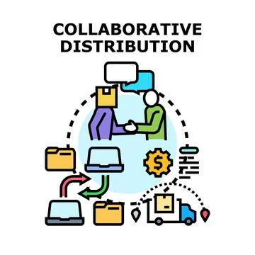 Collaborative distribution network connecting partners and logistics Stock Illustration