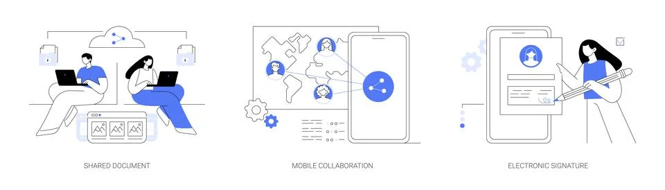Collaborative document abstract concept vector illustrations. イラスト素材