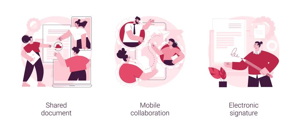 Collaborative document abstract concept vector illustrations. Stock Illustration