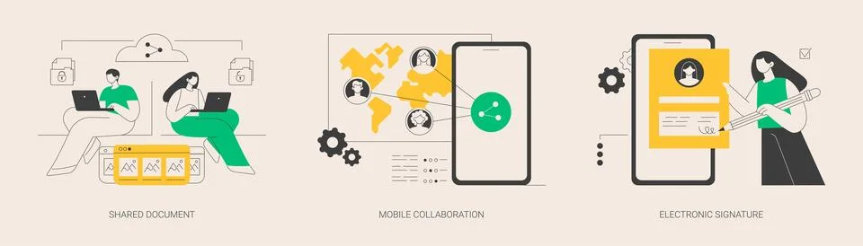 Collaborative document abstract concept vector illustrations. Stock Illustration