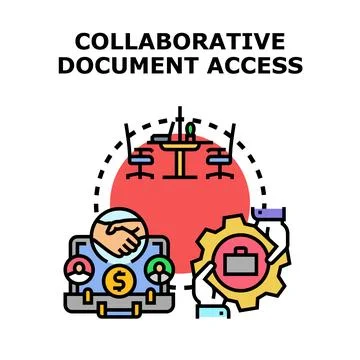 Collaborative document access and business cooperation working together 스톡 일러스트
