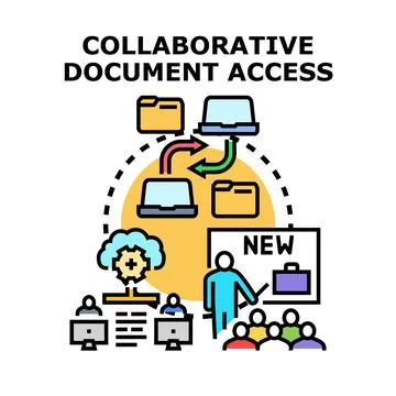 Collaborative document access technology concept presenting data sharing イラスト素材