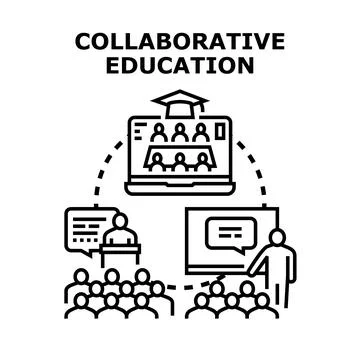 Collaborative education concept developing new remote learning Illustrazione stock