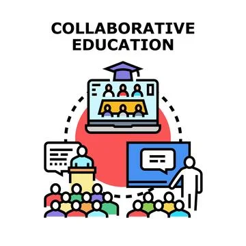 Collaborative education concept developing new remote learning Stock Illustration