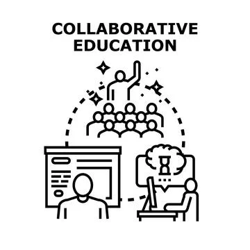 Collaborative education concept engaging students in learning Stock Illustration