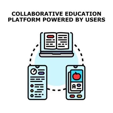 Collaborative education e learning platform with user devices Stockillustratie