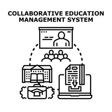 Collaborative education management system managing learning process Stock Illustration