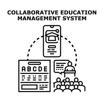Collaborative education management system supporting learning and teaching Stock Illustration