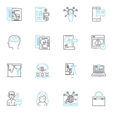 Collaborative Effort linear icons set. Cooperation, Partnership, Unity, Harmony Stock Illustration