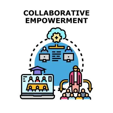 Collaborative empowerment in digital learning and business work Stock Illustration