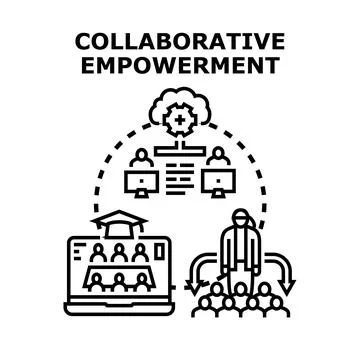Collaborative empowerment in digital learning and business work Stock Illustration