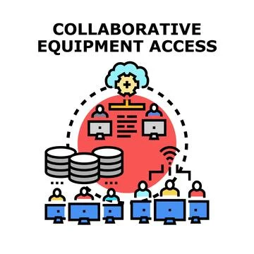 Collaborative equipment access sharing digital network resources 库存插图