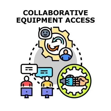 Collaborative equipment access system for business solution Stock Illustration