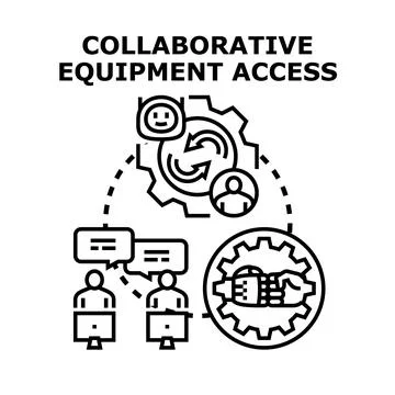 Collaborative equipment access system for business solution Stock Illustration