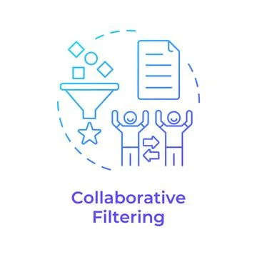 Collaborative filtering blue gradient concept icon Ilustración de archivo