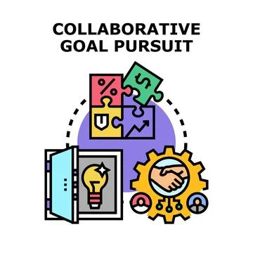 Collaborative goal pursuit process achieving success and teamwork Stock Illustration