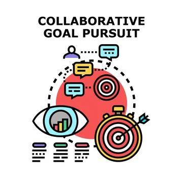 Collaborative goal pursuit team working towards objectives 스톡 일러스트