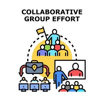 Collaborative group effort uniting team for project success Stock Illustration