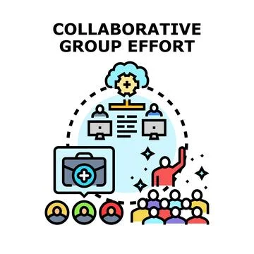 Collaborative group effort working with cloud technology 스톡 일러스트