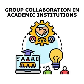 Collaborative group project achieving academic success concept Stock Illustration
