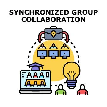 Collaborative group teamwork and online education concept Stock Illustration