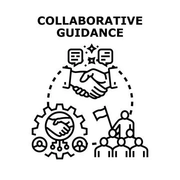 Collaborative guidance concept with business teamwork shaking hands Stock Illustration
