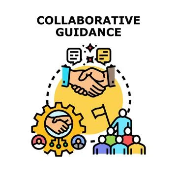 Collaborative guidance concept with business teamwork shaking hands Stock Illustration