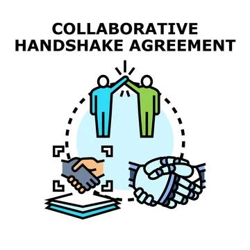 Collaborative handshake agreement for business partnership and innovation Stock Illustration