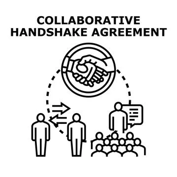 Collaborative handshake agreement forming partnership deal Stock Illustration