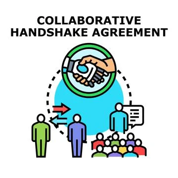 Collaborative handshake agreement forming partnership deal Stock Illustration