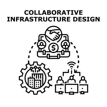 Collaborative infrastructure design concept working together Stock Illustration