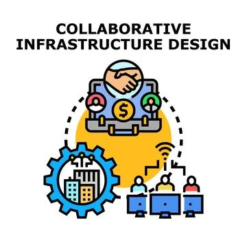 Collaborative infrastructure design concept working together Illustrazione stock
