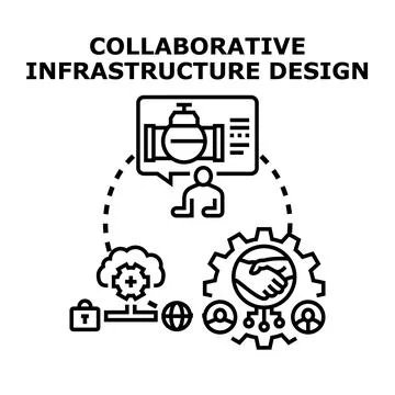 Collaborative infrastructure design process and team interaction Stock Illustration