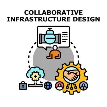Collaborative infrastructure design process and team interaction Stock Illustration