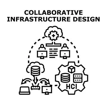 Collaborative infrastructure design vector concept illustrating technology Stockillustratie