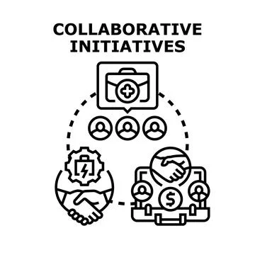 Collaborative initiatives building teamwork and business partnerships Ilustración de archivo