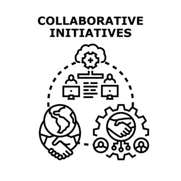 Collaborative initiatives driving global teamwork and partnership Stock Illustration