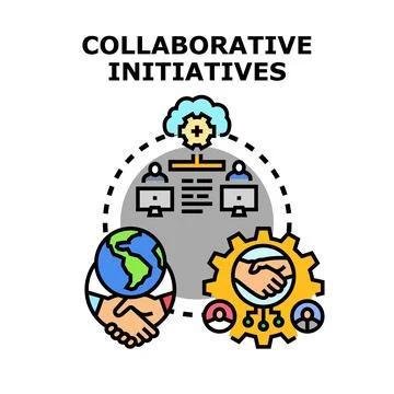 Collaborative initiatives driving global teamwork and partnership Stock Illustration