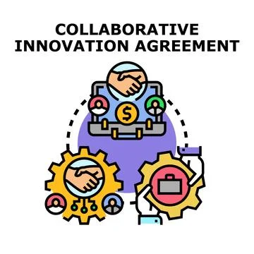Collaborative innovation agreement representing teamwork and business partn.. Stock Illustration