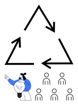 Collaborative Innovation and Recycling Concept Representation with Teamwork.. Stock Illustration