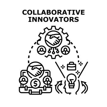 Collaborative innovators developing new business strategies Stock Illustration