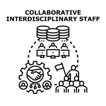 Collaborative interdisciplinary staff working together on project planning Illustrazione stock