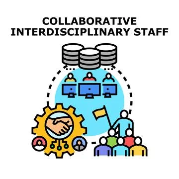 Collaborative interdisciplinary staff working together on project planning Stock Illustration